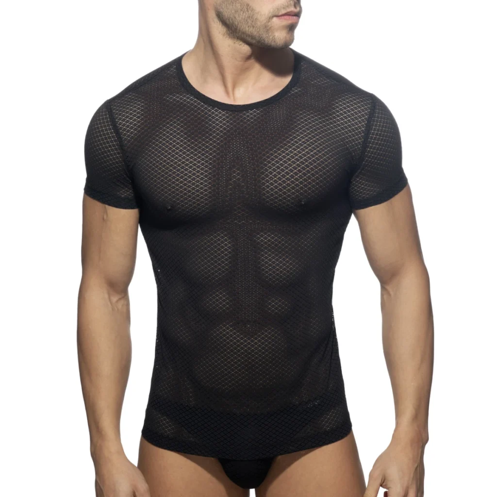 Camiseta mesh sexy masculina Fantasy Diamond T-Shirt de Addicted, semitransparente y ajustada al cuerpo. ropa sexy y casual masculina para regalar en navidad 2025