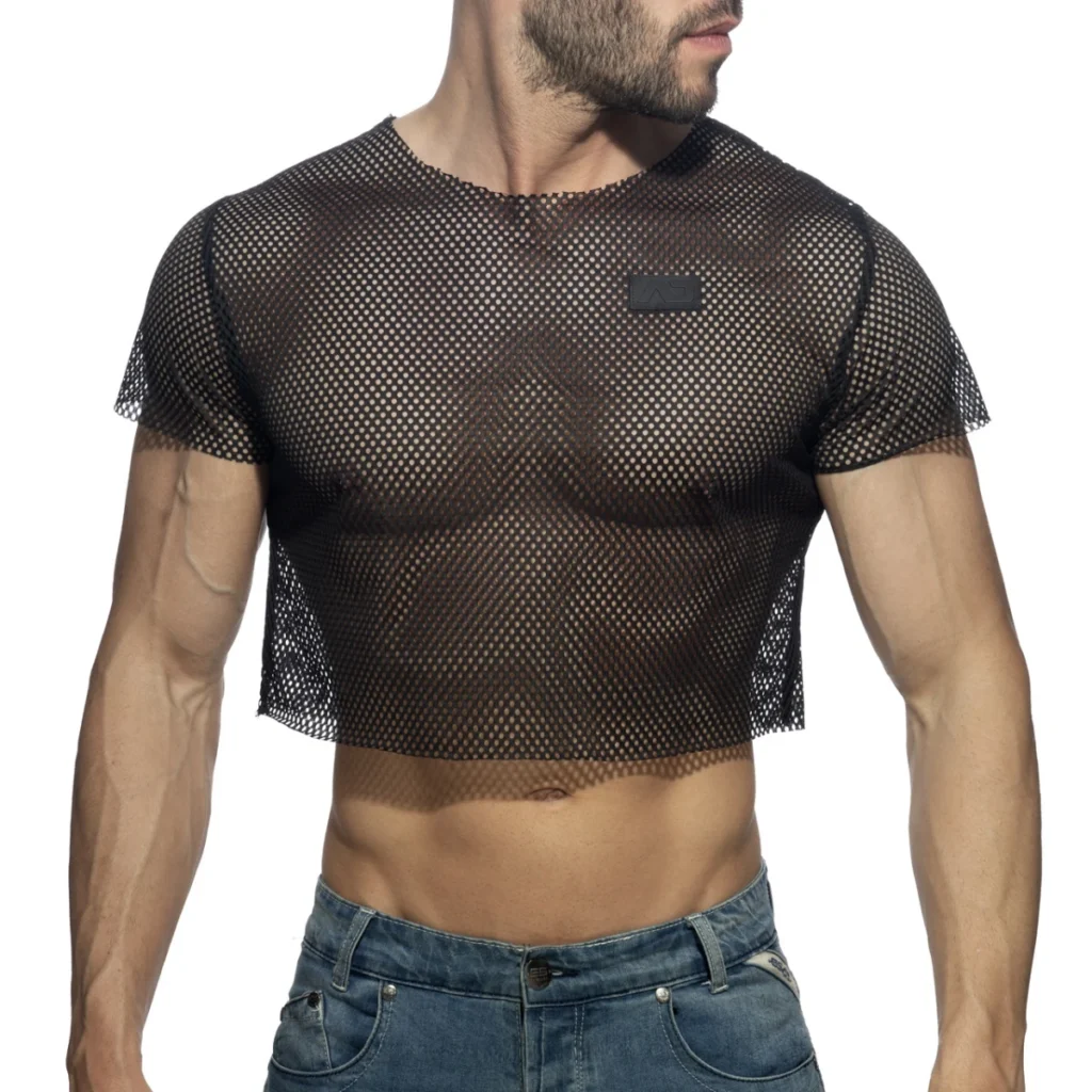Crop top de mesh negro para regalar en navidad a hombre de Addicted